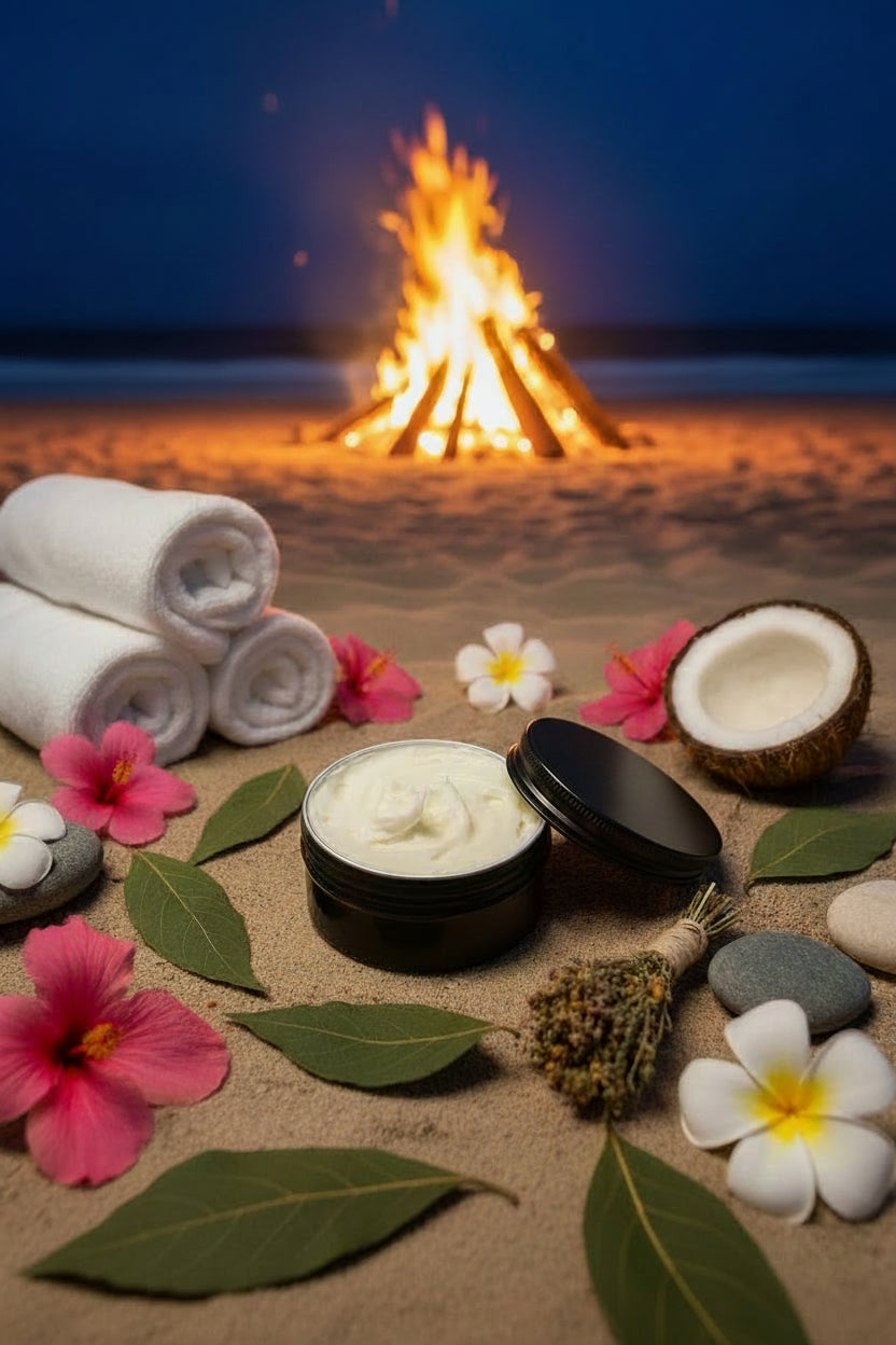 Amazing tallow body cream made with premium beef tallow, jojoba oil, olive oil, beeswax, and arrowroot powder. Scented with ocean breeze, coconut, and patchouli fragrances.